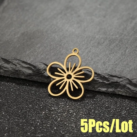 Colgante De Flor Hueca Acero Inoxidable Charm Floral DIY Creación De Joyas Accesorio Estilo Minimalista