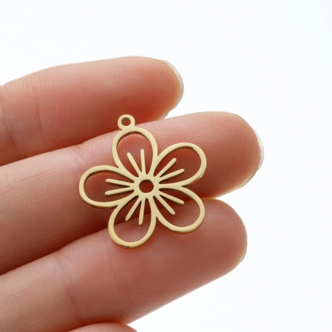 Colgante De Flor Hueca Acero Inoxidable Charm Floral DIY Creación De Joyas Accesorio Estilo Minimalista