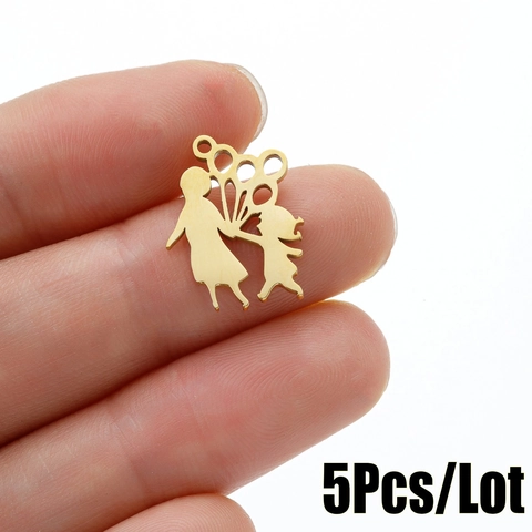 Pendente Silhouette Madre Figlia Che Si Tengono Per Mano Acciaio Inossidabile Charm Palloncini Per Creazione Gioielli DIY Regalo