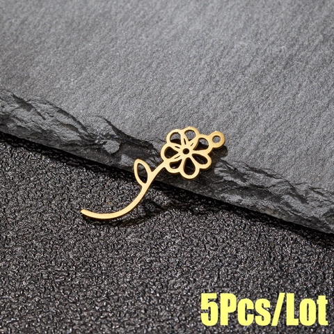 Flower Pendant Stainless Steel Hollow Floral Plant Charm For DIY Jewelry Making Elegant Fashion Women Necklace Accessory