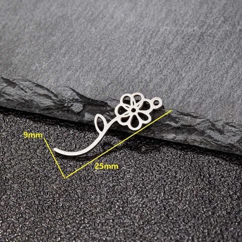 Flower Pendant Stainless Steel Hollow Floral Plant Charm For DIY Jewelry Making Elegant Fashion Women Necklace Accessory