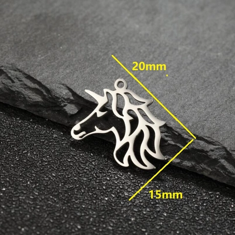 Colgante Cabeza De Unicornio Acero Inoxidable Chapado En Oro 18K Hueco Animal Accesorio Joyería DIY Para Collares Pulseras