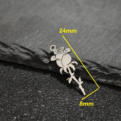 Colgante De Flor De Rosa Acero Inoxidable Chapado En Oro 18K Hueco DIY Accesorios De Joyería Regalo Minimalista Romántico