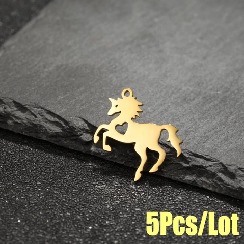 Collar Con Colgante De Unicornio De Acero Inoxidable Minimalista Con Diseño De Corazón Hueco Lindo Animal Para Mujeres Niñas
