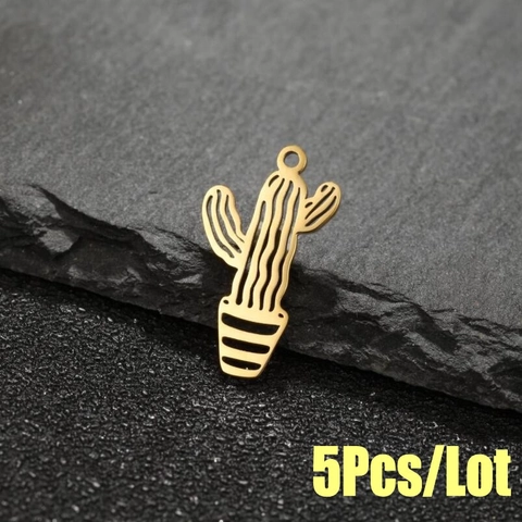 Ciondolo Cactus Acciaio Inossidabile Design Pianta Cava Creazione Gioielli Accessorio DIY Moda