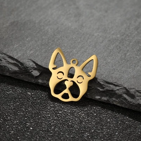 Hollow French Bulldog Pendant Stainless Steel Pug Dog Head Charm For DIY Jewelry Making Accessories Fashion Silhouette