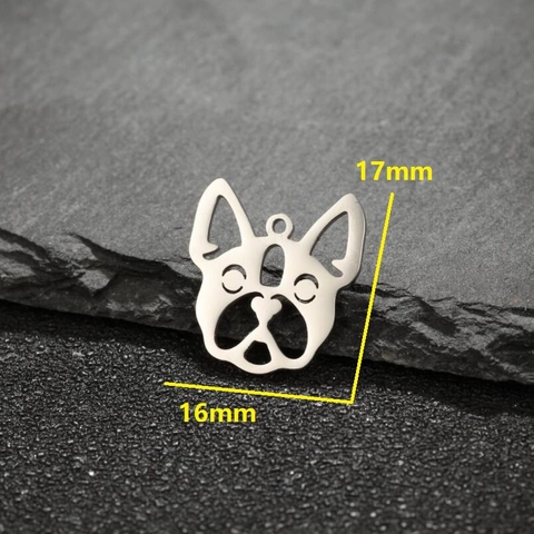 Hollow French Bulldog Pendant Stainless Steel Pug Dog Head Charm For DIY Jewelry Making Accessories Fashion Silhouette