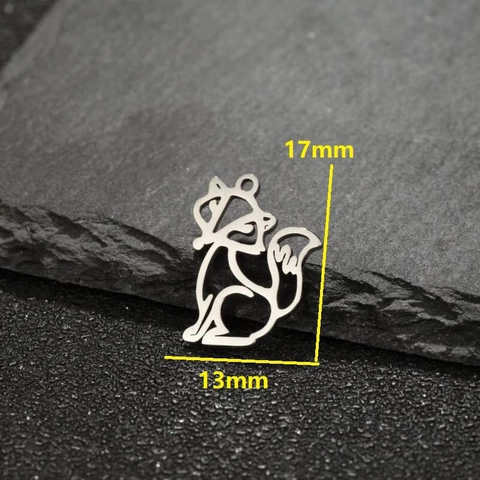 Colgantes De Zorro Origami Hueco Forma De Animal Dijes De Acero Inoxidable Para Hacer Joyas DIY Collares Moda