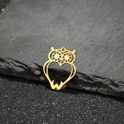 Colgante De Búho De Acero Inoxidable Con Forma De Corazón Calado Accesorio De Joyería DIY Para Hacer Collares