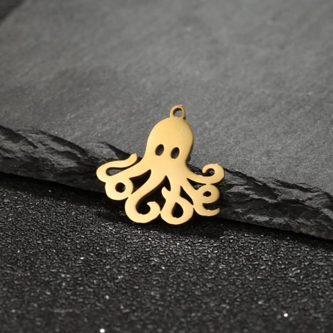 Colgante Pulpo Acero Inoxidable Animal Hueco Charm Para DIY Collar Joyería Accesorios