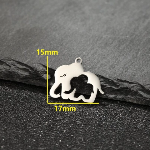 Colgante De Elefante De Acero Inoxidable Diseño Hueco Madre Hijo Animal Accesorio Joyería DIY Para Collar Estilo Minimalista