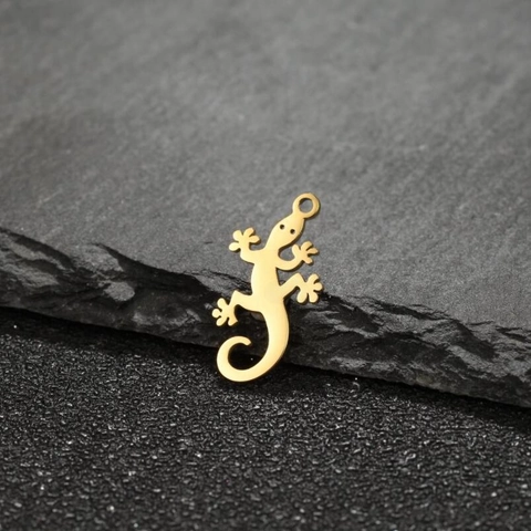 Dijes Colgante De Gecko Lagarto Acero Inoxidable Forma Animal Accesorios De Fabricación De Joyas DIY Metal Pulido