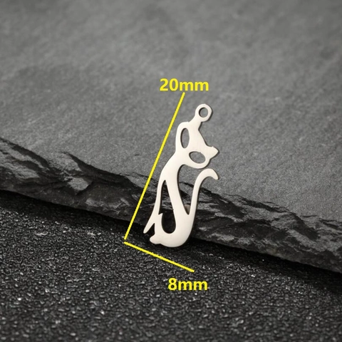 Colgante De Gato De Acero Inoxidable Dije De Animal Hueco Contorno Minimalista Para Fabricación De Joyas DIY Collar Pulsera