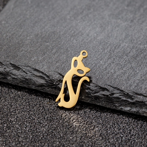 Colgante De Gato De Acero Inoxidable Dije De Animal Hueco Contorno Minimalista Para Fabricación De Joyas DIY Collar Pulsera