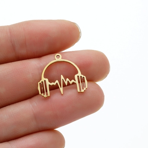 Stainless Steel Music Headphones EKG Heartbeat Pendant Pendant Only (Without Chain) For Men Women Creative Earphone Jewelry Making Accessory