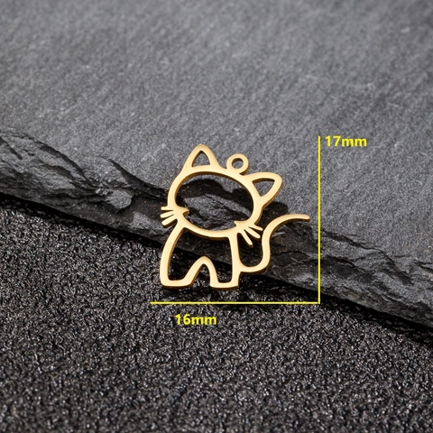 Ciondolo Gatto Carino In Acciaio Inossidabile Cavo Accessori Per Creazione Gioielli Fai Da Te Per Donne Forma Animale