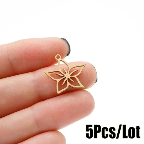 Minimalist Stainless Steel Hollow Out Flower Star Pendant Charms For DIY Jewelry Making Necklace Bracelet Accessory Women
