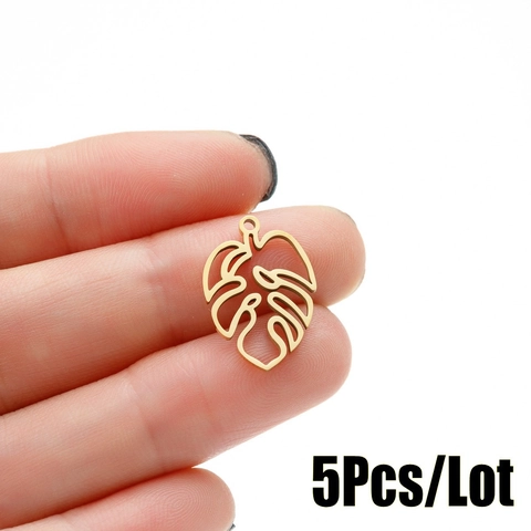 Ciondoli Foglia Di Monstera Acciaio Inossidabile Ciondoli Svuotati Creazione Gioielli DIY Collane Orecchini Tropicali