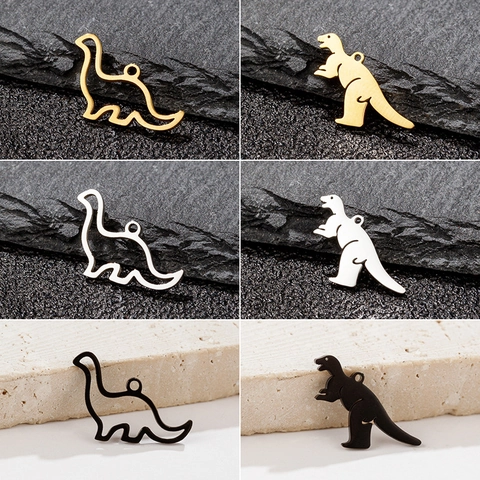 Colgantes De Dinosaurio Acero Inoxidable Hueco DIY Accesorios Para Hacer Joyas Charms De Animales Dibujos Animados Pequeño Novedad