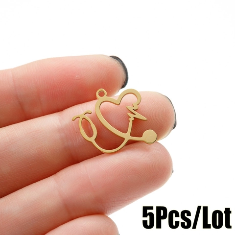 Ciondolo Cuore Stetoscopio In Acciaio Inossidabile Battito Cardiaco ECG Per Regalo Infermiera Medico Creazione Gioielli Fai Da Te