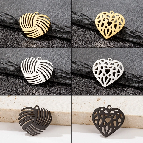 Ciondolo A Cuore Traforato Acciaio Inossidabile Geometrico Stile Origami Gioielli Accessorio DIY Moda Minimalista