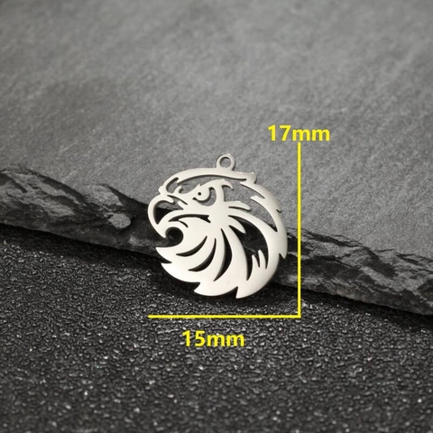 Ciondolo Testa Di Aquila Acciaio Inossidabile Charm Animale Traforato Per Creazione Gioielli DIY Stile Punk