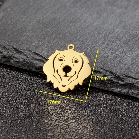 Lindo Colgante De Cabeza De Perro Acero Inoxidable Hueco Golden Retriever Encanto Accesorios Joyería DIY Pulido Forma Animal