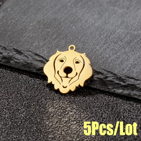 Lindo Colgante De Cabeza De Perro Acero Inoxidable Hueco Golden Retriever Encanto Accesorios Joyería DIY Pulido Forma Animal