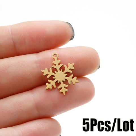 Dijes De Copos De Nieve Acero Inoxidable DIY Accesorios Para Creación De Joyas Invierno Diseño Hueco Minimalista