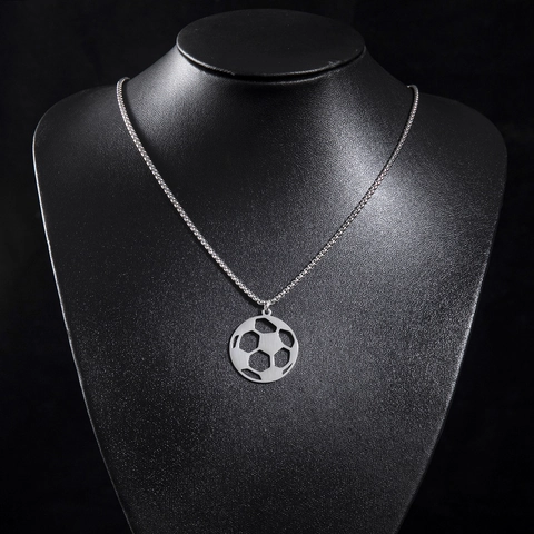 Collana Con Pendente A Calcio In Acciaio Inossidabile Cavo Geometrico Rotondo Gioielli Sportivi Per Donne Uomini Design Di Nicchia