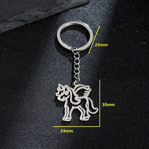 Porte-clés Licorne Acier Inoxydable Creux Pégase Poney Forme Anneau De Clé Minimaliste Pendentif Animal Accessoire