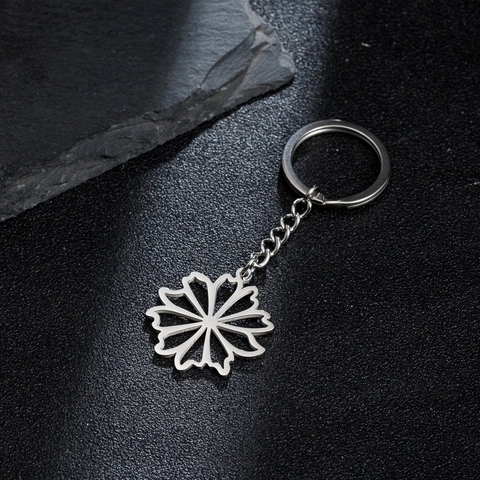 Porte-clés Minimaliste En Acier Inoxydable Avec Pendentif Ajouré Champignon Fleur Flocon De Neige Sapin De Noël