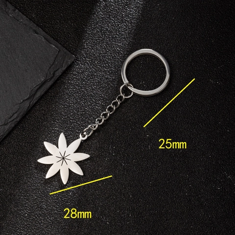 Stainless Steel Flower Pendant Keychain Simple Floral Pattern Bag Charm For Women Men Key Ring Accessory Gift