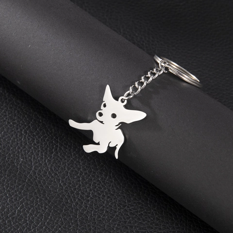 Portachiavi Silhouette Cane Chihuahua Acciaio Inossidabile Lucidato Pendente Animale Per Borsa Auto Regalo Minimalista