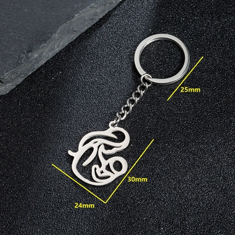 Porte-clés en Acier Inoxydable Pendentif Mère Tenant un Bébé Anneau de Clé Découpe Creuse Thème Amour Maternel Cadeau Sac Charme Pour Femmes Famille Bijoux