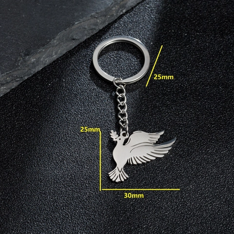 Porte-clés Oiseau en Acier Inoxydable pour Femme Minimaliste Argent Phénix Colombe Colibri Pendentif Bijoux Cadeau
