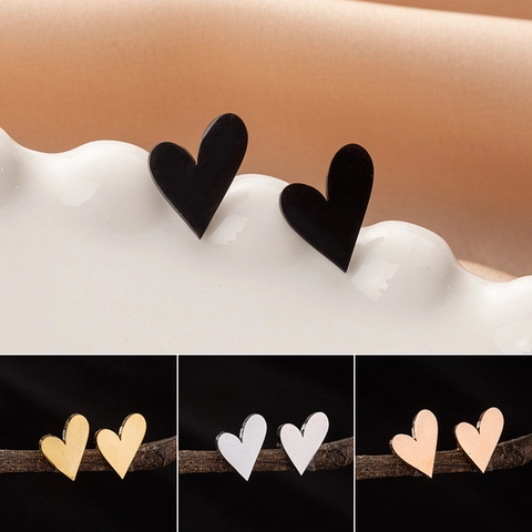 Orecchini A Lobo A Cuore Stile Francese Retro Acciaio Inossidabile Lucidato Geometrico Irregolare Gioielli Per Donna