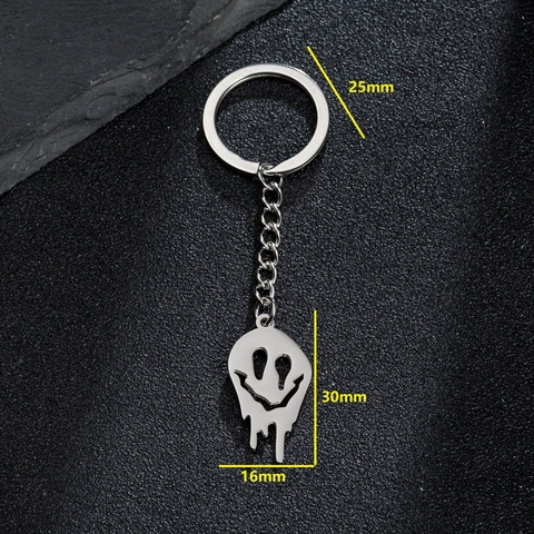 Edelstahl Schmelzender Totenkopf Schlüsselanhänger Punk Gothic Halloween Anhänger Schlüsselring Skurriler Schmuck