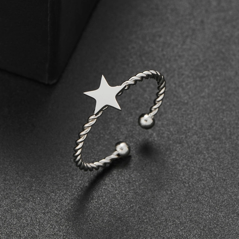 Anello Regolabile Acciaio Inossidabile Geometrico Stella Luna Croce Corda Intrecciata Anello Aperto Donne Gioielli