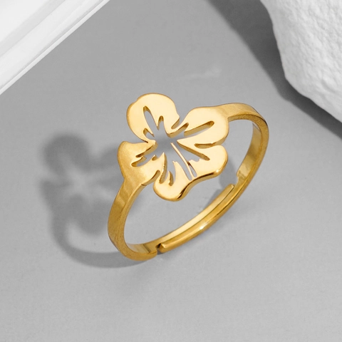 Anello Aperto In Acciaio Inossidabile Design Fiore Cavo Gioielli Per Dita Floreali Regolabili Da Donna Lusso Minimalista