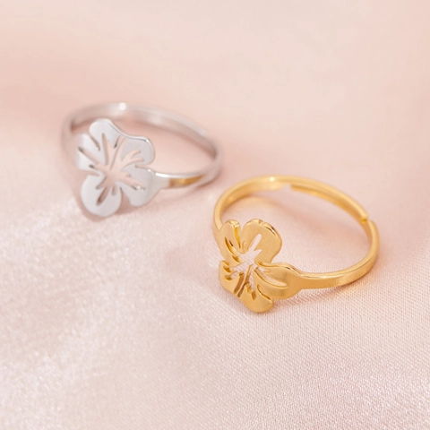 Anello Aperto In Acciaio Inossidabile Design Fiore Cavo Gioielli Per Dita Floreali Regolabili Da Donna Lusso Minimalista