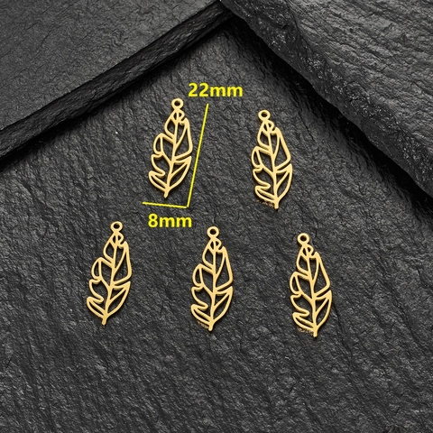 Dijes De Acero Inoxidable Flor Hoja Pluma Colgantes Para DIY Collar Pendiente Joyería Accesorios Metal Chapado En Oro