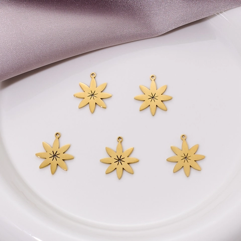 Dijes De Acero Inoxidable Flor De Estrella Para Fabricación De Collares Pendientes DIY Colgantes Moda