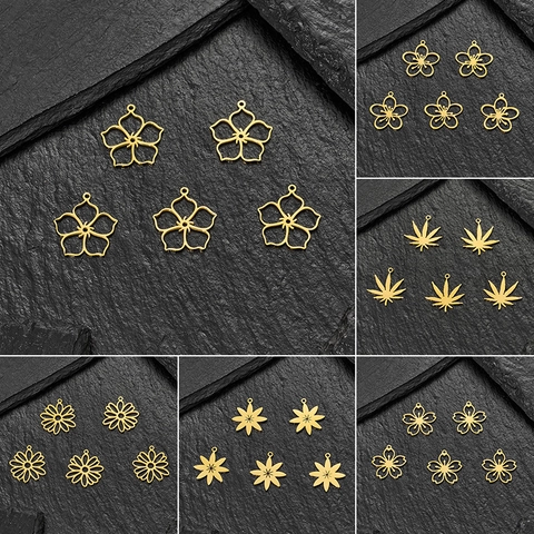 Ciondoli Cavi Fiore Foglia Acero Acciaio Inossidabile Produzione Gioielli Fai Da Te Pendenti Per Collana Bracciale Accessori