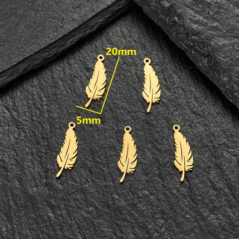 Stainless Steel Mini Feather Pendant Charm Leaf Design For DIY Necklace Bracelet Jewelry Making Accessories Gold Silver Plated Findings