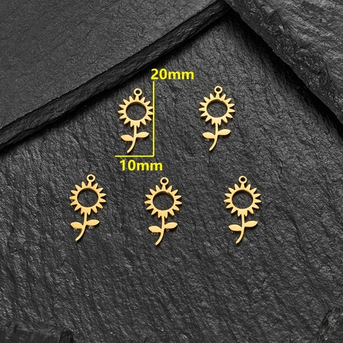 Colgante De Girasol De Acero Inoxidable Para Fabricación De Joyas DIY Accesorio Floral Tono Oro Plata