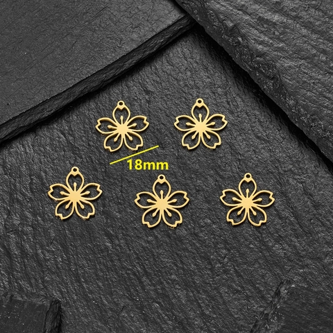Colgantes De Flor De Cerezo Acero Inoxidable Chapado En Oro Hueco Dijes Para Hacer Joyas DIY Para Mujeres Estilo Minimalista