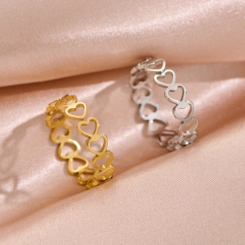 Anillo Corazón Hueco Acero Inoxidable Ajustable Joyería Minimalista Elegante Para Mujer Regalo Dulce