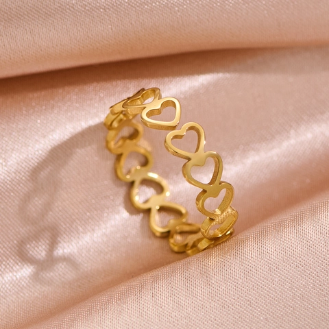 Anillo Corazón Hueco Acero Inoxidable Ajustable Joyería Minimalista Elegante Para Mujer Regalo Dulce