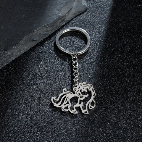 Portachiavi in Acciaio Inossidabile Intagliato Unicorno Cavallo Volpe Ciondolo Animale Carino Ciondolo Borsa Gioielli Regalo Donna Bambini